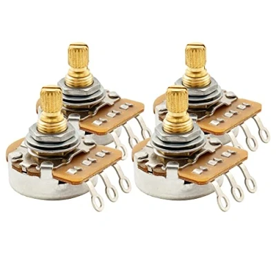 Abbildung von Musiclily Pro HD B250K Messing Metrisch Grob 18 Zähne Split Shaft Poti Linear Taper Potentiometer für E Gitarre und Bass(4er Set)
