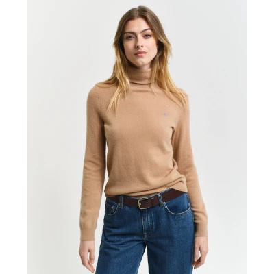 Abbildung von GANT Extrafine Rollneck Strickpullover, Damen, Größe: Large, Caramel beige
