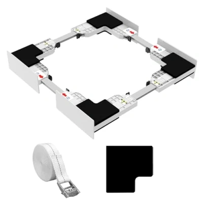 Abbildung von NIUXX Universal Zwischenbaurahmen Set für Waschmaschine und Trockner, Verstellbarer Verbindungsrahmen Kit (46 66 cm), Stapelbausatz mit Ratschenseil, Zwischeneinbausatz platzsparende Waschküchen