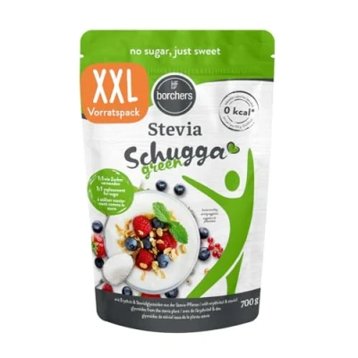 Abbildung von BORCHERS Stevia, Kristalline Streusüße 700g, Stevia Erythrit Mischung, 1:1 wie Zucker, kalorienfrei &amp; zuckerfrei, Zuckerersatz, Süßungsmittel, Zuckeralternative, XXL Vorteilspack. (700g (1er Pack))