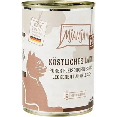 Abbildung von MjAMjAM Premium Nassfutter für Katzen purer Fleischgenuss köstliches Lamm pur, 6er Pack (6 x 400 g), getreidefrei mit extra viel Fleisch
