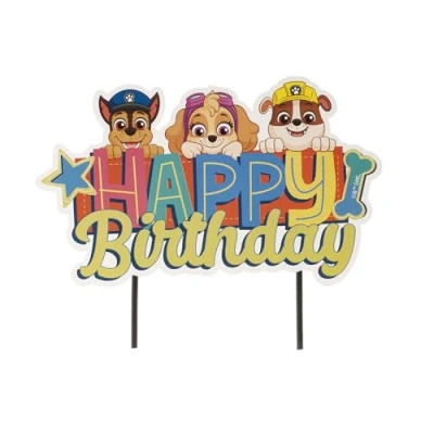 Abbildung von dekora Kuchendeko Geburtstag Happy Birthday Cake Topper Paw Patrol aus Papier 17,5 x 15 cm