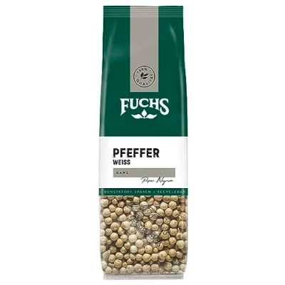 Abbildung von Fuchs Gewürze Pfeffer weiß ganz im recyclebaren Nachfüllbeutel 65 g