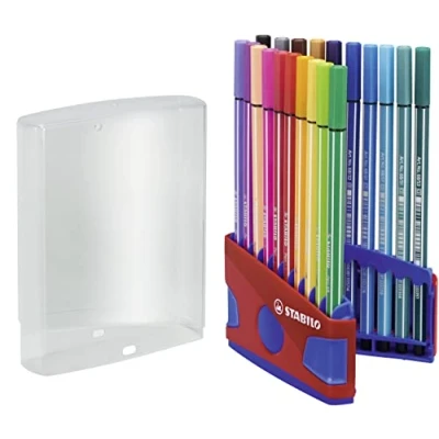 Abbildung von Premium Filzstift STABILO Pen 68 ColorParade 20er Tischset in rot/blau mit 20 verschiedenen Farben und Hängelasche