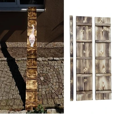 Abbildung von QLS Haustiertreppe Katzenleiter Geflammt und Geölt (VARIANTEN zur Auswahl), Katzentreppe Katzenstufe für Balkon 1 bis 7m mit Verbindungsstücken