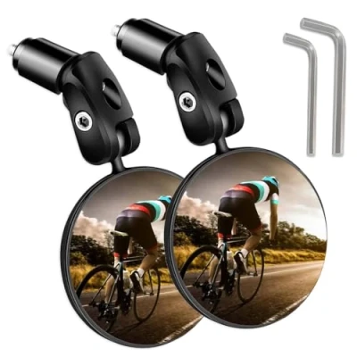 Abbildung von UBRAVE Fahrradspiegel, 2 Stück Rückspiegel, HD 360 Grad drehbar Fahrradspiegel für e bike, Passend innen 1822 mm Lenker, klappbar Fahrrad, Mountainbike, Rennrad,E bike,Motorrad