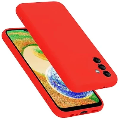 Abbildung von Cadorabo Hülle kompatibel mit Samsung Galaxy A04s Silikon Handyhülle für Case aus flüssigem stoßfeste dünne TPU Schutzhülle Liquid ROT