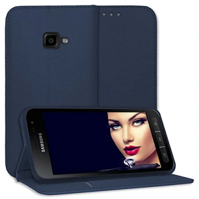 Abbildung von mtb more energy® Schutz Tasche Bookstyle für Samsung Galaxy Xcover 4, 4S (SM G390F, G398F / 5.0&#039;&#039;) dunkelblau Kunstleder Klapp Cover Hülle Case