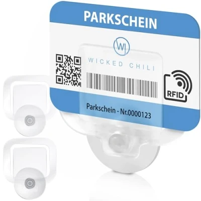 Abbildung von Wicked Chili Parkscheinhalter Clip für Auto Windschutzscheibe Halterung, (1er Set, 2 tlg., Made in Germany KFZ Parkschein Halterung Mit 30mm Saugnapf)