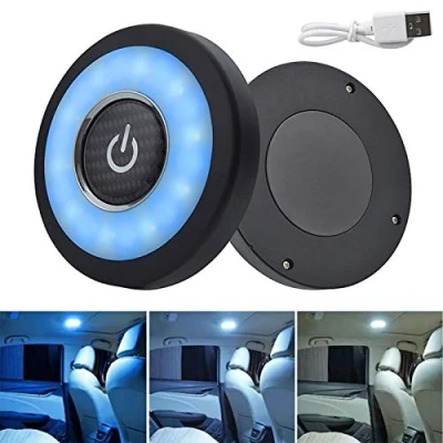 Abbildung von ConBlom 3 Farbe Led Auto Nachtlicht, USB Aufladbare Nachtlampe Car Deckenleuchte Leselampe, Selbstklebende Magnetischer Licht für LKW Schrank Camping Lager Wohnwagen Zimmer (Blau &amp; Weiss)