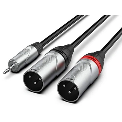 Abbildung von Audibax Pro Cable 2 XLR Macho a Minijack Stereo 3 Metros Negro