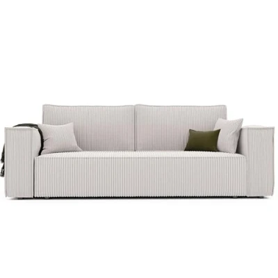 Abbildung von GREKPOL Schlafsofa mit Bettkasten 255x105 Sofa Cord Beige Schlaffunktion Couch 3 Sitzer Wohnzimmer Schlafcouch