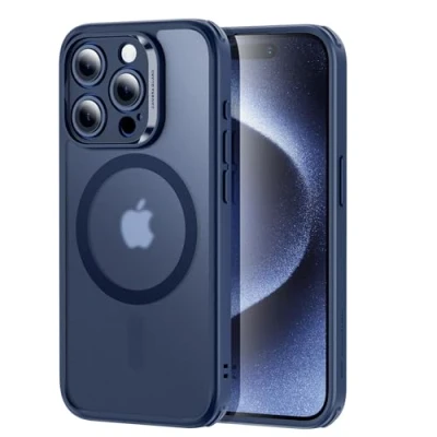 Abbildung von ESR für iPhone 15 Pro Hülle Set (5 in 1), durchscheinende Matte mit Displayschutzfolie und Kameraschutz, kompatibel MagSafe, Militärnorm Schutz, Classic Serie, Mattiertes Blau
