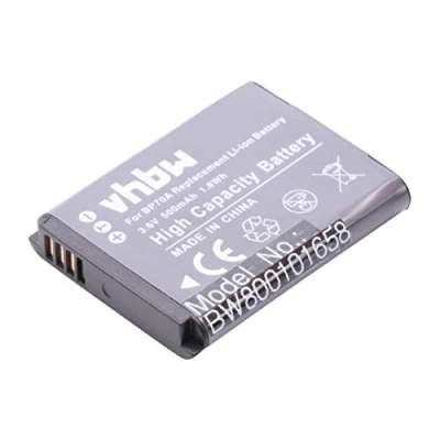 Abbildung von vhbw Akku Ersatz für Samsung BP 70a, EA BP70A, SLB 70A Kamera Digicam DSLR (500mAh, 3,6V, Li Ion)