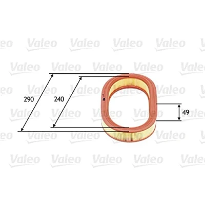 Abbildung von VALEO 585640 Luftfilter 49 290 Filtereinsatz FORD: FIESTA 3, Escort 4, 6 Schrägheck