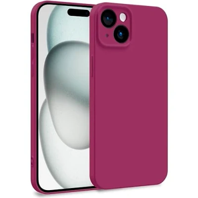 Abbildung von MyGadget Hülle für iPhone 15 Plus Zweilagige Handyhülle mit Kameraschutz Cover Innenfutter &amp; Silikon außen Wein Rot