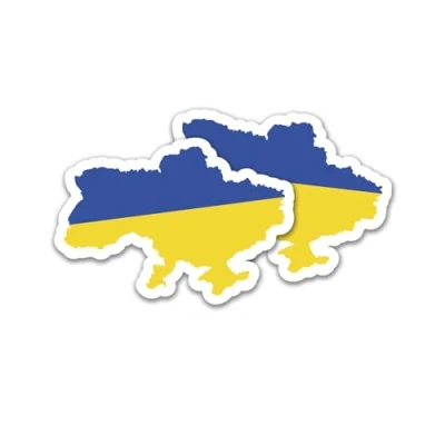 Abbildung von Finest Folia 2er Set Länder Silhouetten Aufkleber Länderaufkleber Bundesland Flagge Sticker für Auto Fahrrad Motorrad Modellblau selbstklebend wetterfest R215 (18 Ukraine)
