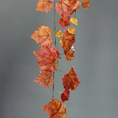 Abbildung von mucplants Künstliche wunderschöne Wein Girlande Orange 180cm, Weinranke in verschiedenen Orangetönen, Kunstpflanzen, Dekopflanzen