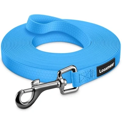 Abbildung von Looxmeer Wasserdicht Schleppleine 3m /5m /7m /10m /15m /20m /25m /30m Hundeleine mit Handschlaufe D Karabiner, Wasserfest Laufleine für Große bis Kleine Hunde, Reißfeste und Robuste Übungsleine