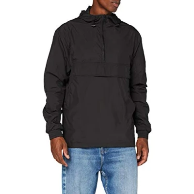Abbildung von Build Your Brand Mens BY096 Basic Pull Over Jacket Windbreaker, Black, M