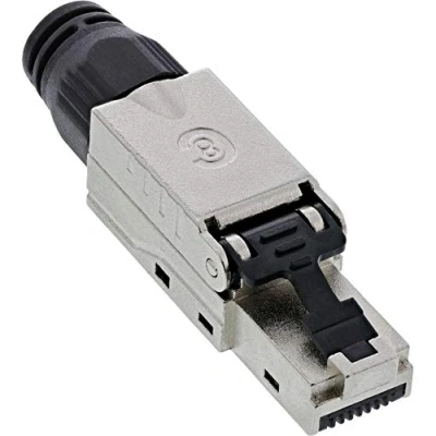 Abbildung von InLine RJ45 Stecker Cat.8.1 2000MHz, feldkonfektionierbar, geschirmt, Schraubv., RJ 45, Silber, Männlich, Gerade, Metall, Kunststoff, Cat8.1