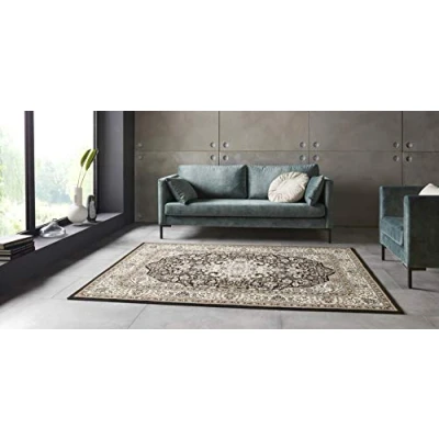 Abbildung von Nouristan Mirkan Orient Teppich Wohnzimmerteppich Orientalisch Kurzflor Vintage Orientalischer für Esszimmer, Wohnzimmer, Schlafzimmer Creme Braun, 120x170cm