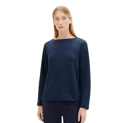 Abbildung von TOM TAILOR Damen 1039278 Sweatshirt mit Rippstruktur, 10668 sky Captain Blue, XXXL
