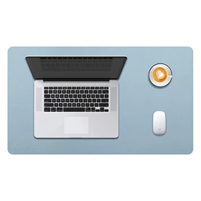 Abbildung von DOBAOJIA Große Schreibtischunterlage, Schreibtischmatte, Desk Pad, Schreibtischschutz, Schreibblock, für Laptop/Tastatur/Maus, PU Leder Wasserdicht + Wildleder Rutschfest 60 x 35cm (Graublau)