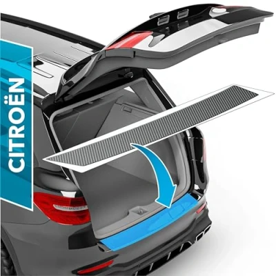 Abbildung von uProtect Auto Ladekantenschutz Folie für Citroën Spacetourer I 2016 2024 Stoßstangenschutz, Kratzschutz, Lackschutzfolie Carbon Optik Selbstklebend