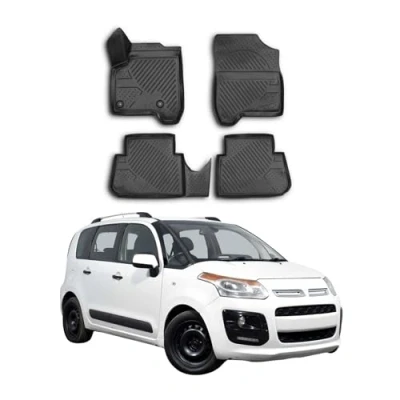 Abbildung von OMAC 1599444 Fußmattensatz Gummi, TPE (thermoplastischer Elastomer) 4 schwarz CITROËN: C3 Picasso