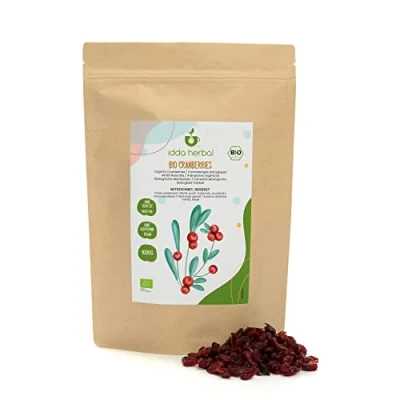 Abbildung von BIO Cranberries getrocknet (1kg), Ganze Cranberry aus biologischem Anbau, Leicht mit Fruchtsaft gesüßt, 100% Natürlich und rein, Verzehrfertiger Fruchtsnack, Vegan