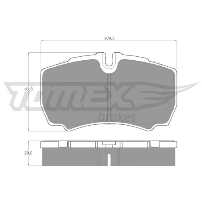 Abbildung von TOMEX brakes TX 15 11 Bremsbelagsatz Hinterachse für Verschleißwarnanzeiger vorbereitet IVECO: DAILY 6 Kastenwagen, Pritsche/Fahrgestell