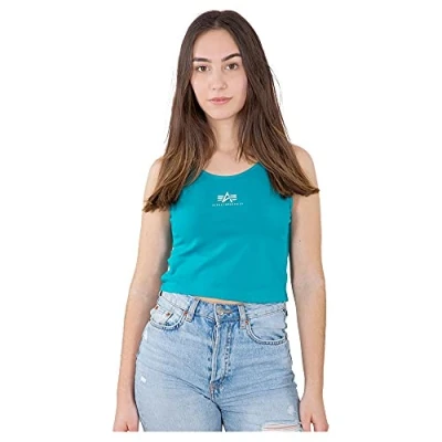 Abbildung von Alpha Industries Damen Basic Crop SL Wmn Tank Top T Shirt, Blue Lagoon, L