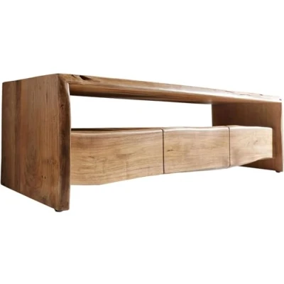 Abbildung von DELIFE Lowboard Live Edge, Akazie Natur 145 cm Ablagefach offen Baumkante