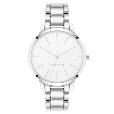 Abbildung von Nine West Women&#039;s Crystal Accented Bracelet Watch Silver/Rose Gold