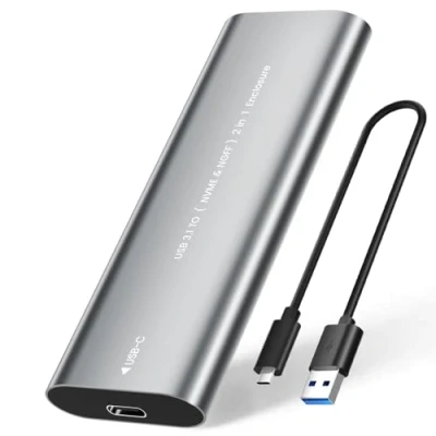Abbildung von NEUTYPECHIC NVMe Gehäuse, USB M.2 SSD Adapter mit Datenkabel, 10Gbps für SSD, Dual Protokoll NVMe/NGFF, Aluminium Gehäuse 2230/2242/2260/2280, Unterstützt 2TB