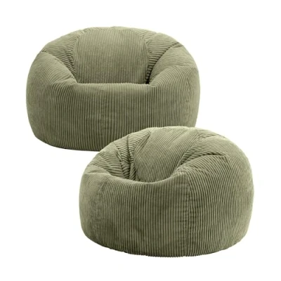 Abbildung von Icon Kingston Sitzsack Cord, Salbeigrün, 2er Pack, Erwachsene mit Füllung, Bean Bag, Cord Sessel, Lounge Stuhl, Schlafzimmer, Wohnzimmer, Wohnzimmer Möbel