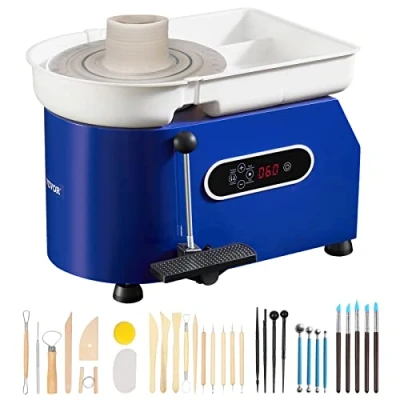 Abbildung von VEVOR Töpferscheibe Keramik Rad Maschine 450 W, Elektrische 28 cm 300 U/min Töpferscheibenmaschine, mit Pedal &amp; Schürze Formmaschine, Geeignet für Anfänger, Enthusiasten