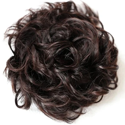 Abbildung von CAISHA XXL Haarteil Haargummi Hochsteckfrisuren Voluminös Gelockt Unordentlich Dutt Dunkelbraun Mix HW27