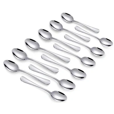 Abbildung von Q&amp;A Demitasse Espresso Löffel, 10,4cm Edelstahl Mini Kaffee Löffeln, 12 Stück (Silver)