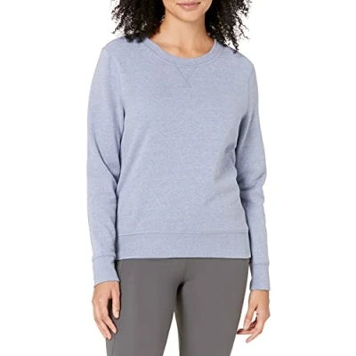 Abbildung von Amazon Essentials Damen Sweatshirt aus French Terry Fleece mit Rundhalsausschnitt (Erhältlich in Übergröße), Indigoblau Meliert, S