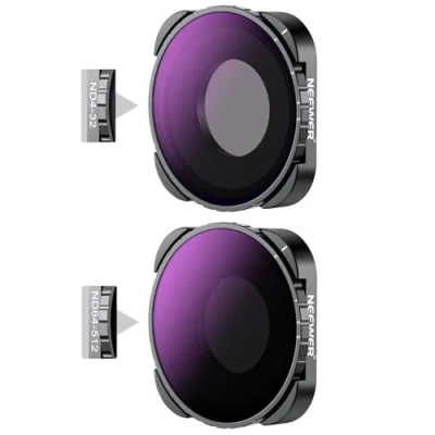 Abbildung von NEEWER Variabler ND4 32 und ND64 512 Filter Set, 2er Pack, 2 5 6 9 Stops Graufilter Zubehör, optisches HD Glas schlanker Rahmen, kompatibel mit GoPro Hero 10 11 12 Go Pro 13 Black, kein X Muster