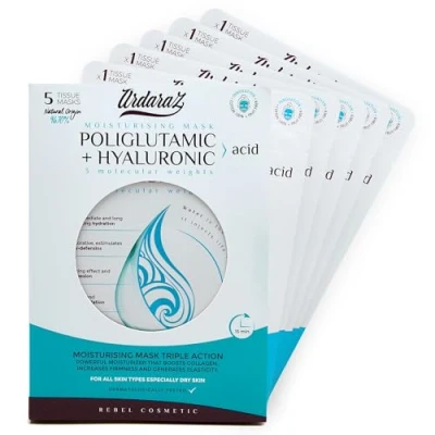 Abbildung von Ardaraz Feuchtigkeitsspendende Gesichtsmasken beauty mit Hyaluronsäure und Polyglutaminsäure. Tuchmasken gesicht im 5er Pack. Tiefenwirksame Feuchtigkeitspflege Sofortwirkung.