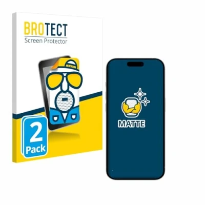 Abbildung von BROTECT 2x Entspiegelungs Schutzfolie kompatibel mit Apple iPhone15 Matte Displayschutz Folie, Anti Reflex, Fingerprint
