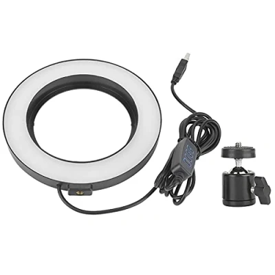 Abbildung von Elprico Ringlicht, 6 Zoll LED Ringlicht Fotografie Dimmbares Video Live Studio Kamera Foto Selfie Licht