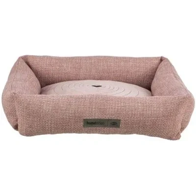 Abbildung von TRIXIE Hundebett Viviana 80x60 cm in Altrosa eckiges Kuschelbett mit weichem Samtbezug, Hundekorb für mittelgroße Hunde,fest integriertes Kissen, Rutschfester Boden weich &amp; waschbar 37544