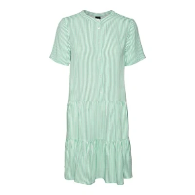 Abbildung von Vero Moda Women&#039;s VMBUMPY SS Short Dress WVN NOOS Kleid, Snow White/Stripes:Jade Cream, L
