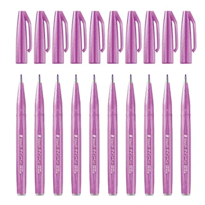 Abbildung von Pentel SES15C P2X Brush Sign Pen pinklila, Faserschreiber, pinselähnliche Spitze, 10 Stück