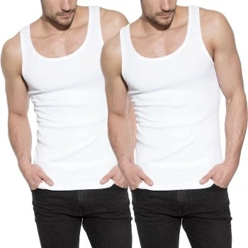 Abbildung von Bread and Boxers Men Tanks 2P Weiß Ökologische Baumwolle Small Herren