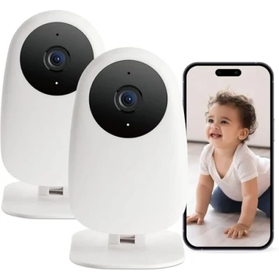 Abbildung von Nooie 2K Babyphone mit Kamera und App, Smart WLAN Nachtsicht, Weinen/Bewegung/Geräuscherkennung, 2 Wege Audio, Funktioniert Alexa, APP Steuerung, Cloud/SD Speicher